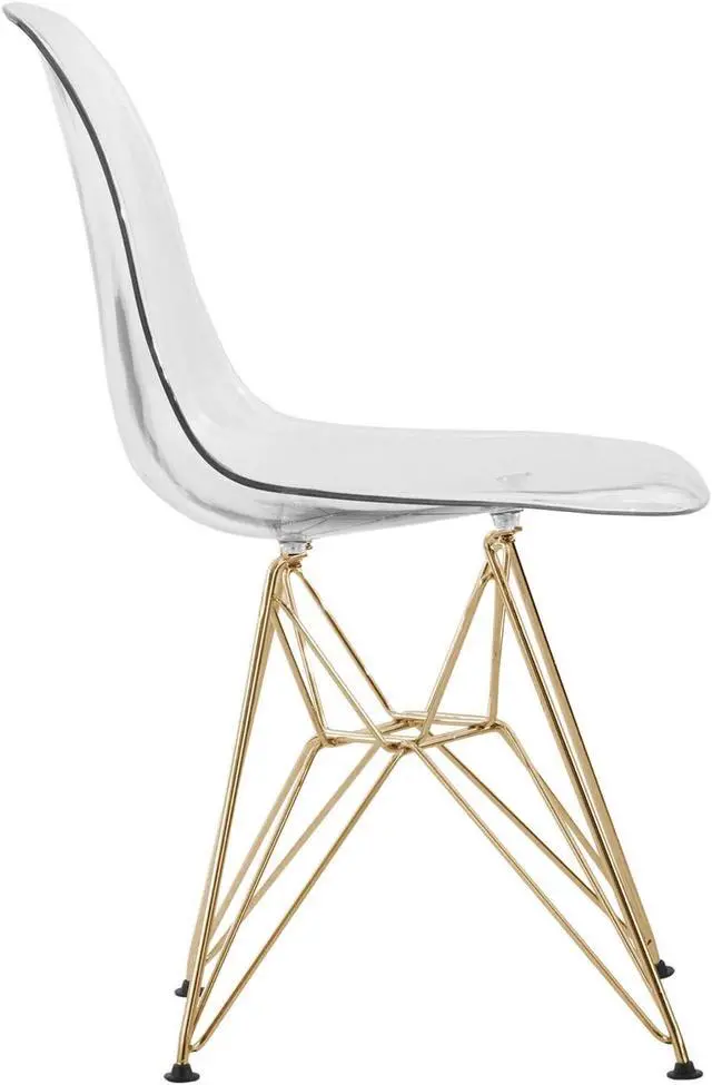 Alt view image 14 of 20 - LeisureMod Cresco Modern Eiffel Base Molded Dining Chair with Gold Base Clear