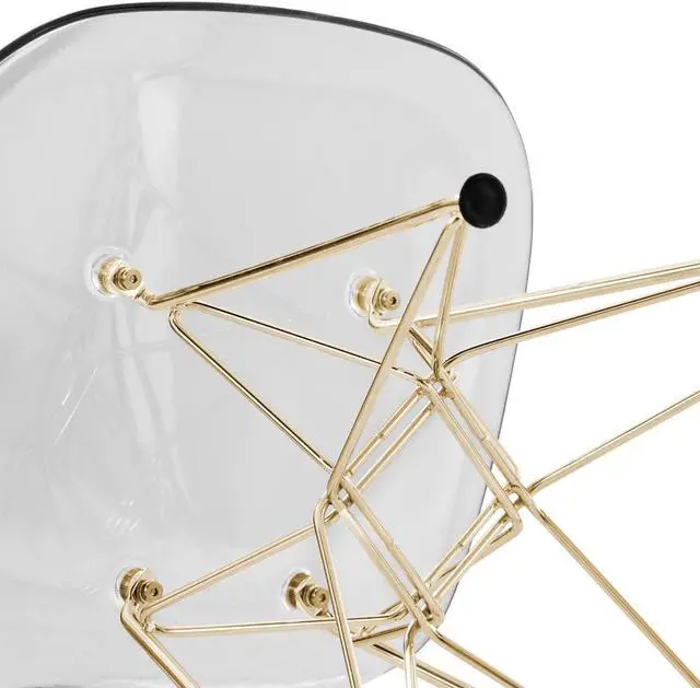 Alt view image 18 of 20 - LeisureMod Cresco Modern Eiffel Base Molded Dining Chair with Gold Base Clear