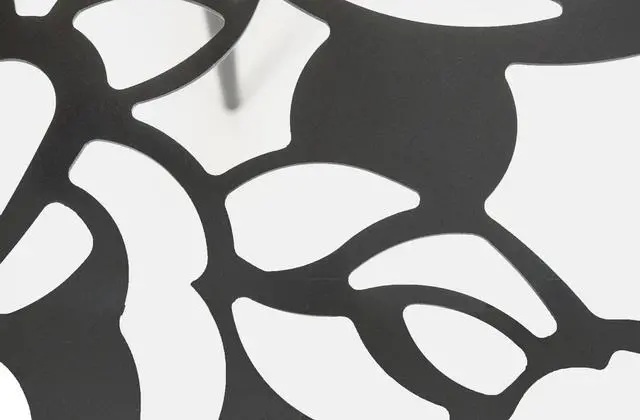 Alt view image 16 of 20 - LeisureMod Devon Tree Design Glass Top Aluminum Base Indoor Outdoor Bistro Dining Table, Black