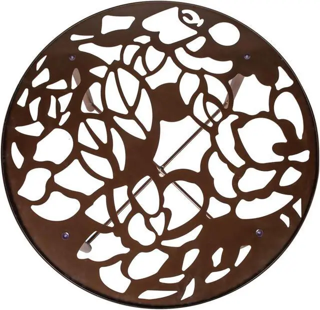 Alt view image 14 of 20 - LeisureMod Devon Tree Design Glass Top Aluminum Base Indoor Outdoor Dining Table, Brown