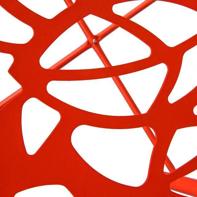 Alt view image 15 of 20 - LeisureMod Devon Tree Design Glass Top Aluminum Base Indoor Outdoor Dining Table, Red