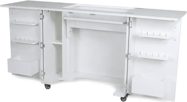 Main image of Kangaroo Bandicoot II Sewing Machine Cabinet with 3-Position Hydraulic Lift and Locking Casters - Ash White