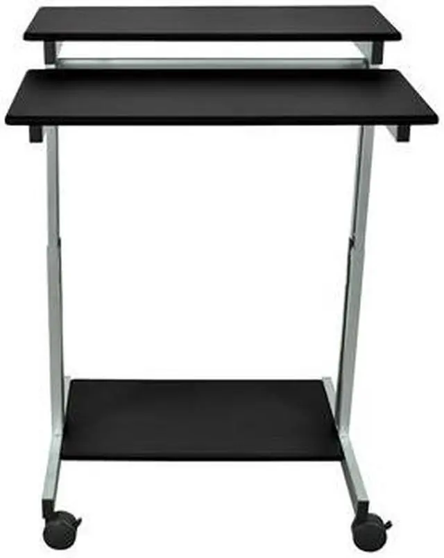 Main image of Luxor 31.5"W Mobile Computer Workstation Cart Desk with Keyboard Tray (Grey/Black)