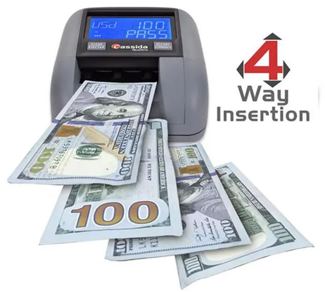 Alt view image 2 of 6 - Cassida Quattro  4-Way Counterfeit Detector - Infrared; Magnetic Strip Detection - Magnetic Thread Security - UV Light - U.S. Currency