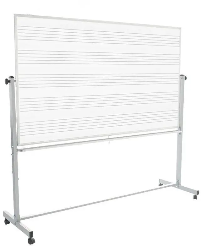 Alt view image 3 of 11 - Luxor Mobile Music Staff Whiteboard - Dual-Sided Music Notation - 72" x 48" - White Surface, Silver Aluminum Frame  MB7248MM