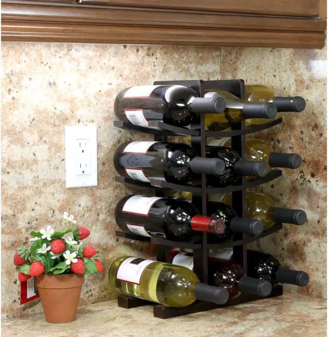 Alt view image 5 of 6 - Oceanstar WR1132 12-Bottle Bamboo Wine Rack - Dark Espresso