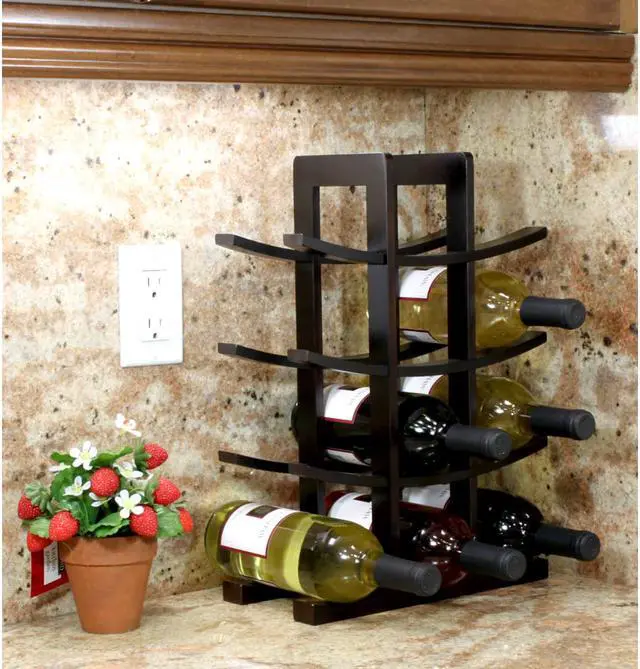Alt view image 6 of 6 - Oceanstar WR1132 12-Bottle Bamboo Wine Rack - Dark Espresso