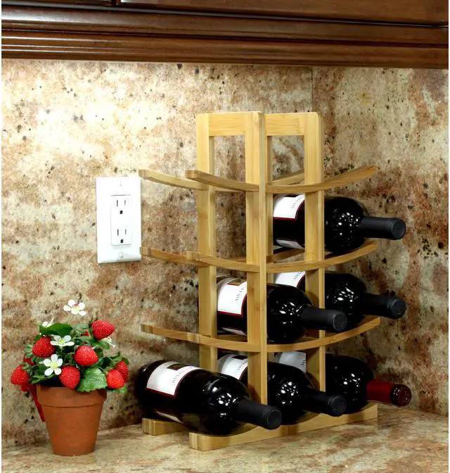 Alt view image 8 of 10 - Oceanstar 12-Bottle Natural Bambbo Wine Rack WR1149