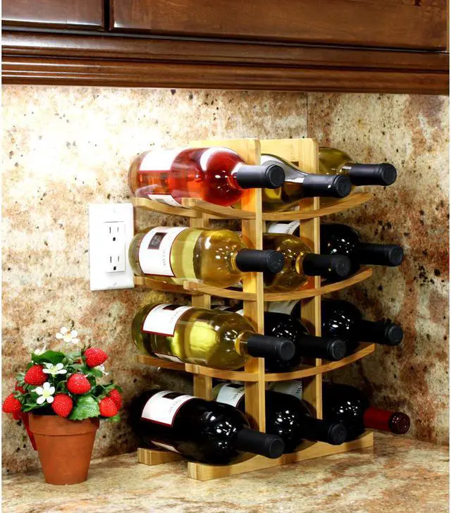 Alt view image 9 of 10 - Oceanstar 12-Bottle Natural Bambbo Wine Rack WR1149