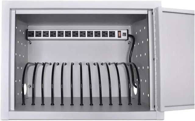 Alt view image 7 of 12 - Luxor Classroom Library Office 12 Tablet Wall / Desk Charging Box, Stores up to 12 Mobile Devices