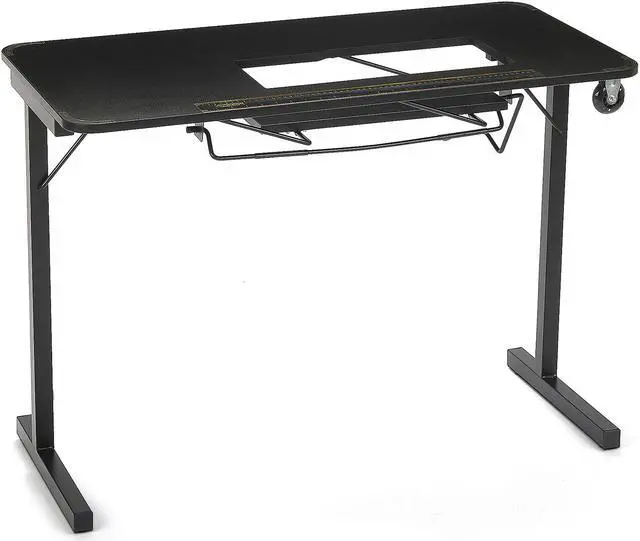 Alt view image 2 of 5 - Arrow Sewing Table for Vintage Singer Featherweight Sewing Machines 221 and 222, Portable with Wheels and Lift, Black Finish