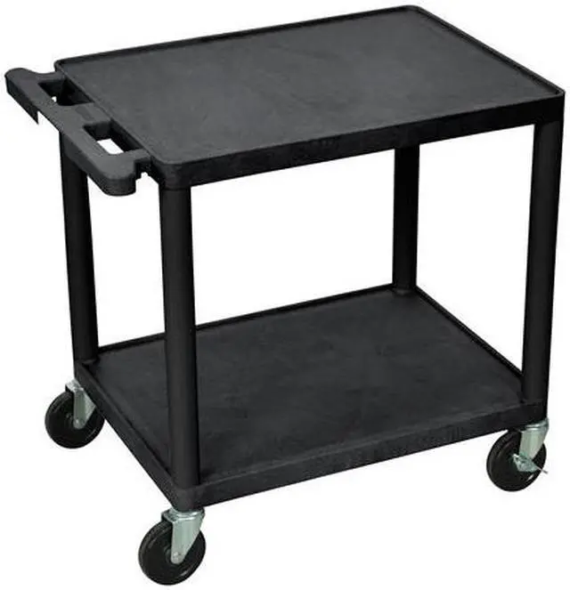 Main image of Luxor 26"H Mobile Multipurpose Plastic Storage Utility AV Cart with 2 Shelves - Black