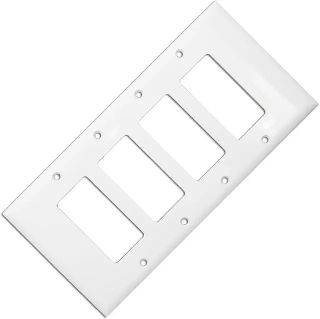 Main image of Cable Wholesale Wall Plate White Blank Decora, Four Gang
