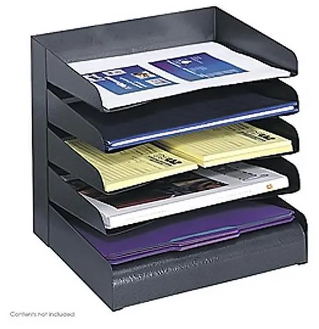 Alt view image 2 of 13 - Safco Steel Desk Tray Sorter 5-Tier Ltr 12"x9-1/2"x11-1/4" BK 3127BL