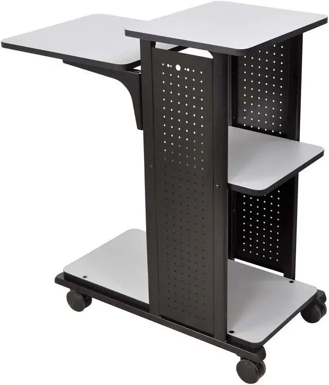 Alt view image 3 of 8 - H.Wilson Grey/Black 4-Shelf Mobile Presentation Station