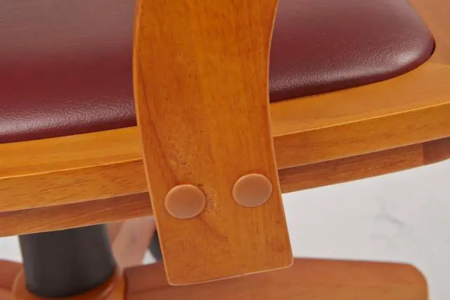 Alt view image 8 of 13 - Office Star 108FW-1 Deluxe Wood Bankers Chair with Vinyl Padded Seat in Fruit Wood Finish with Brown Vinyl- Fruitwood Finish - Brown Vinyl