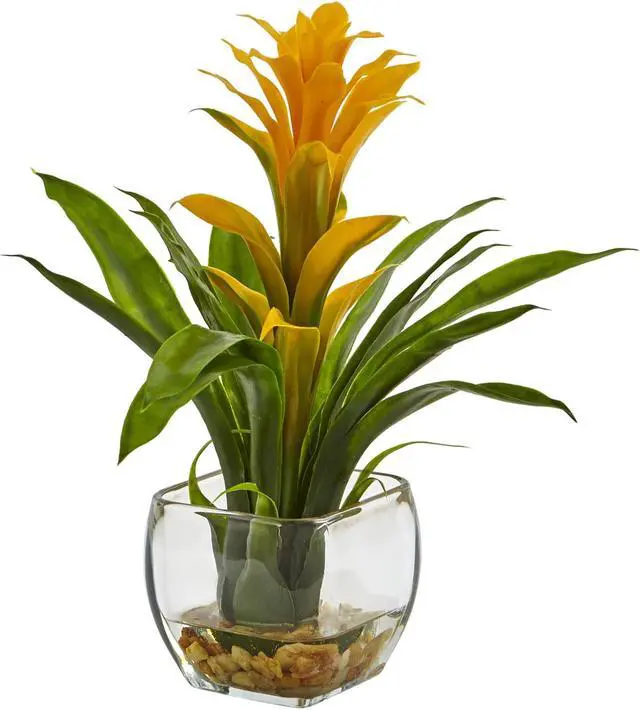 Main image of Nearly Natural 6897-YL Bromeliad with Vase Arrangement