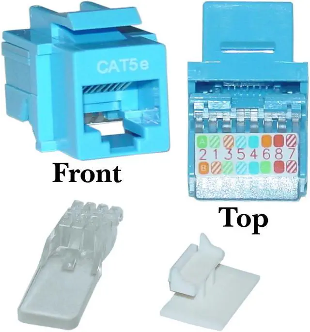 Alt view image 3 of 3 - CableWholesale 311-120BL Cat 5e Keystone Jack, Blue, Toolless, RJ45 Female