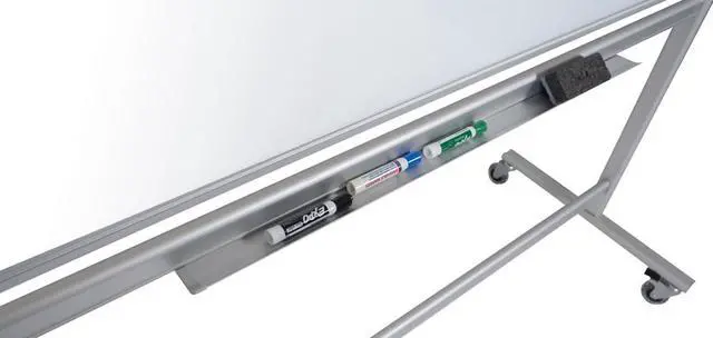 Alt view image 3 of 14 - Luxor MMGB6040 Mobile Magnetic Glass Dry Erase Board - 60" x 40" - White Surface - Silver Aluminum Frame