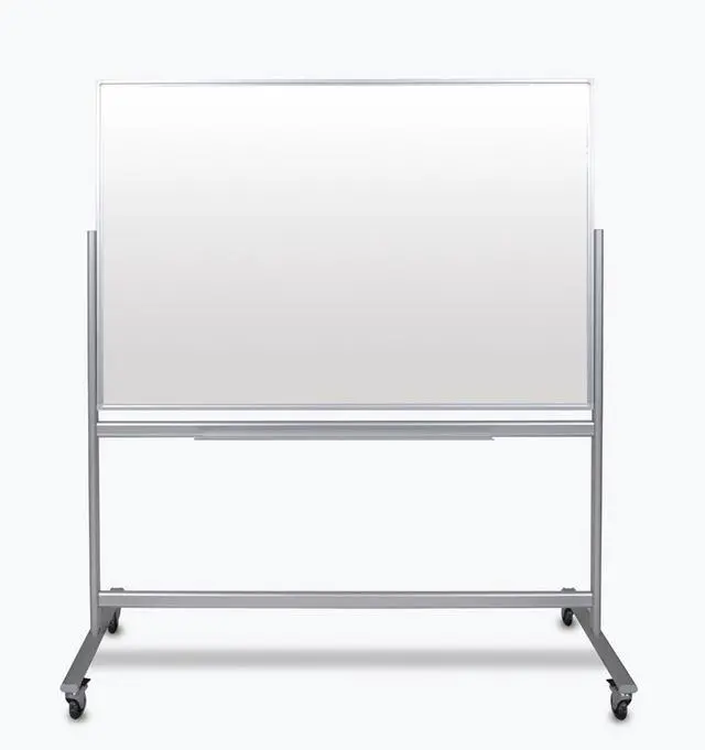 Alt view image 2 of 14 - Luxor MMGB6040 Mobile Magnetic Glass Dry Erase Board - 60" x 40" - White Surface - Silver Aluminum Frame