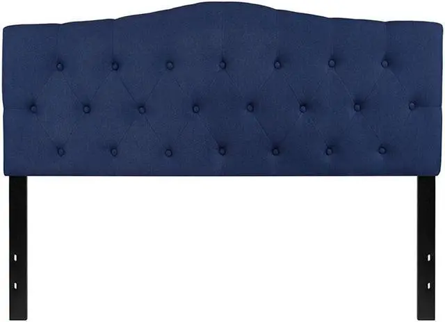Alt view image 3 of 18 - Cambridge Tufted Upholstered Queen Size Headboard in Navy Fabric