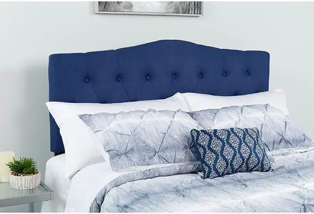 Alt view image 3 of 16 - Cambridge Tufted Upholstered King Size Headboard in Navy Fabric