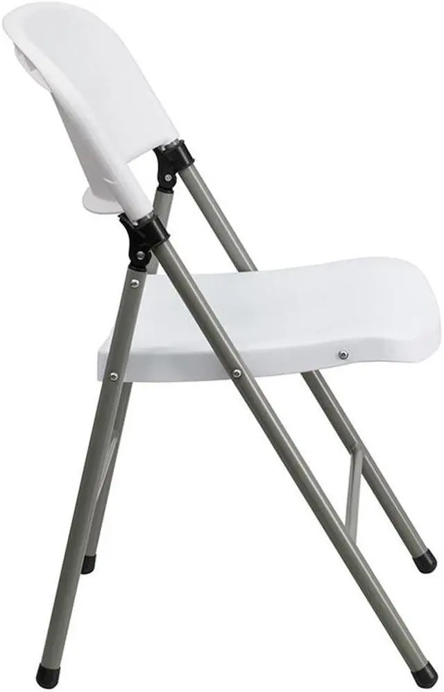Alt view image 9 of 20 - HERCULES Series White Plastic Folding Chairs | Set of 2 Lightweight Folding Chairs with Gray Frame