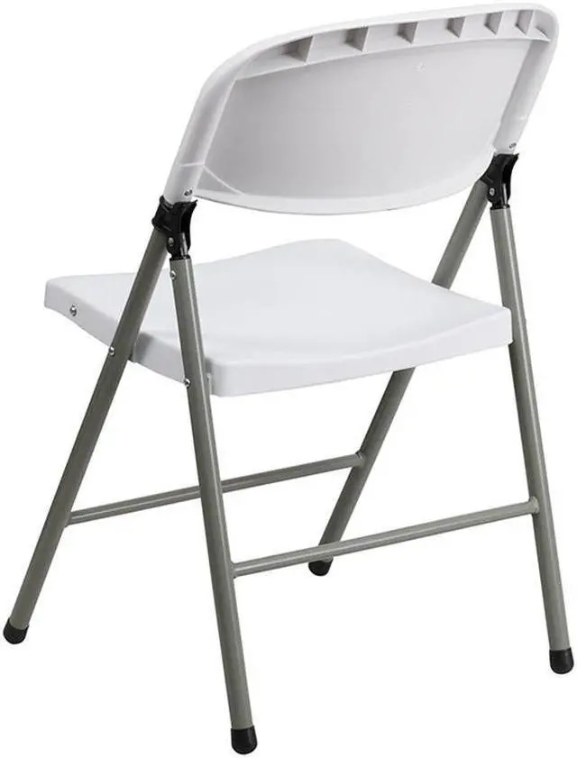 Alt view image 10 of 20 - HERCULES Series White Plastic Folding Chairs | Set of 2 Lightweight Folding Chairs with Gray Frame