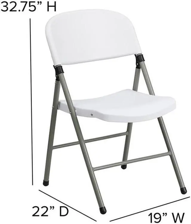 Alt view image 13 of 20 - HERCULES Series White Plastic Folding Chairs | Set of 2 Lightweight Folding Chairs with Gray Frame