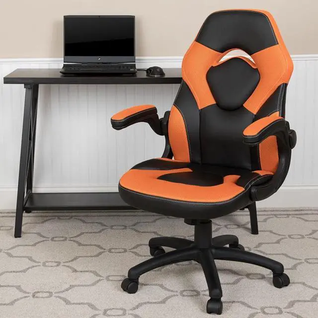 Alt view image 7 of 20 - X10 Gaming Chair Racing Office Ergonomic Computer PC Adjustable Swivel Chair with Flip-up Arms, Orange/Black LeatherSoft