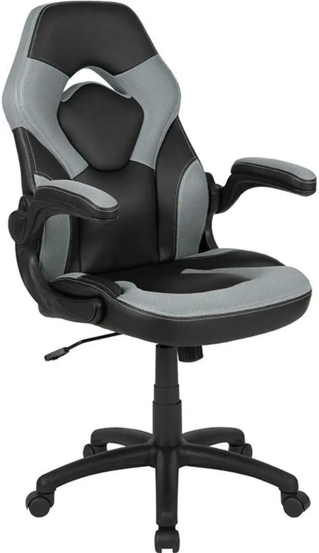Alt view image 5 of 20 - X10 Gaming Chair Racing Office Ergonomic Computer PC Adjustable Swivel Chair with Flip-up Arms, Gray/Black LeatherSoft
