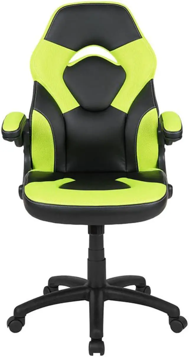 Alt view image 4 of 17 - X10 Gaming Chair Racing Office Ergonomic Computer PC Adjustable Swivel Chair with Flip-up Arms, Neon Green/Black LeatherSoft
