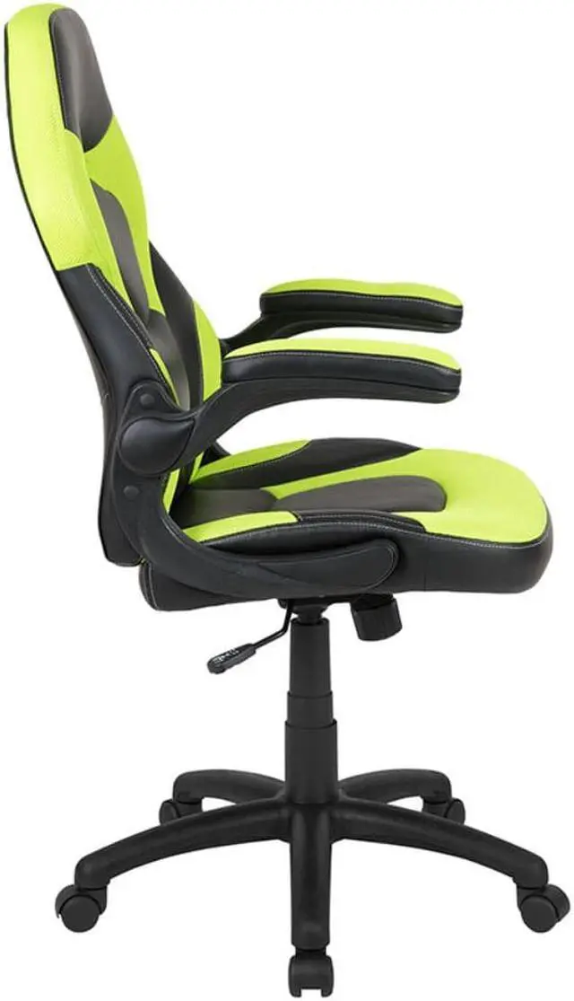 Alt view image 3 of 17 - X10 Gaming Chair Racing Office Ergonomic Computer PC Adjustable Swivel Chair with Flip-up Arms, Neon Green/Black LeatherSoft
