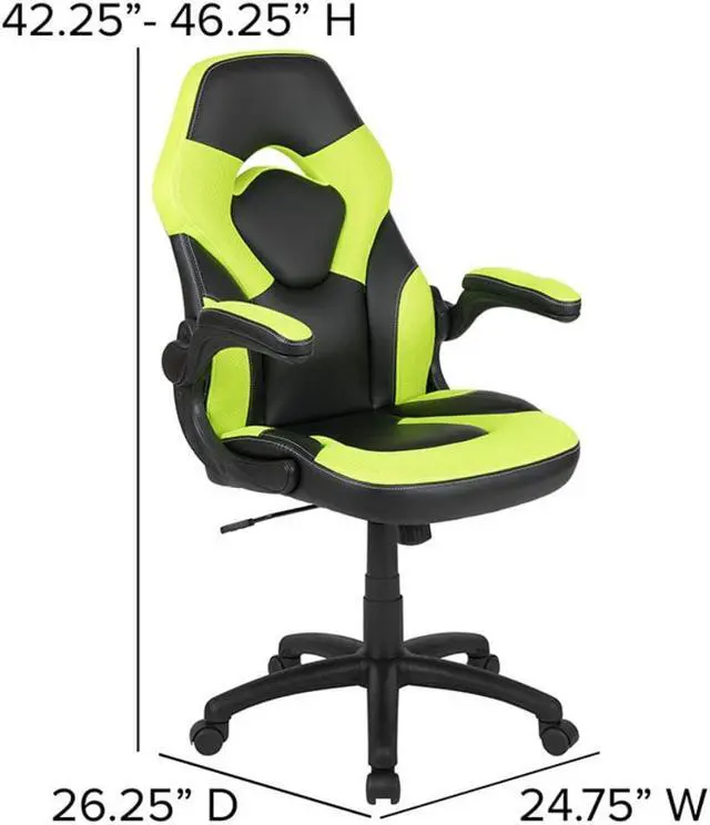 Alt view image 6 of 17 - X10 Gaming Chair Racing Office Ergonomic Computer PC Adjustable Swivel Chair with Flip-up Arms, Neon Green/Black LeatherSoft
