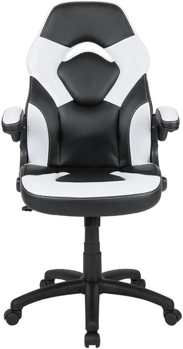 Alt view image 4 of 18 - X10 Gaming Chair Racing Office Ergonomic Computer PC Adjustable Swivel Chair with Flip-up Arms, White/Black LeatherSoft
