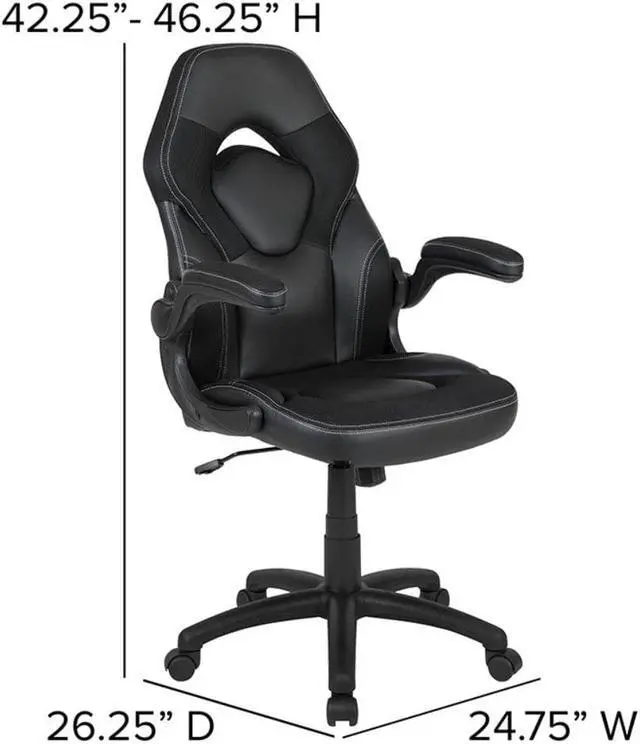 Alt view image 7 of 20 - X10 Gaming Chair Racing Office Ergonomic Computer PC Adjustable Swivel Chair with Flip-up Arms, Black LeatherSoft