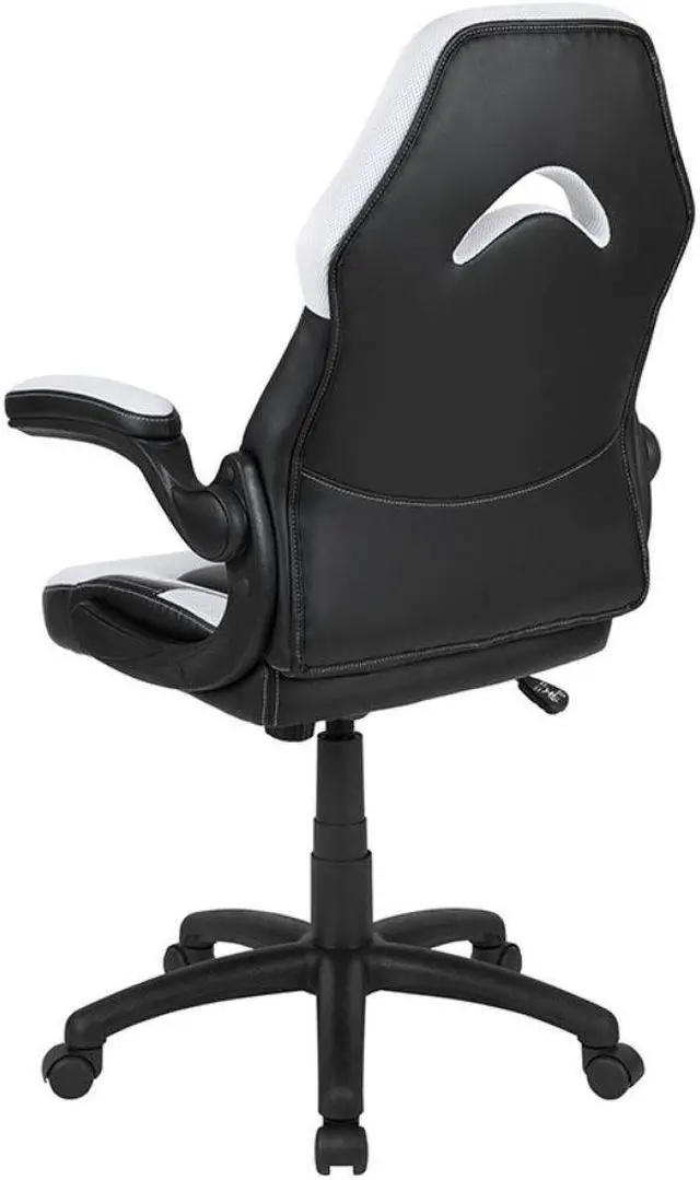 Alt view image 3 of 18 - X10 Gaming Chair Racing Office Ergonomic Computer PC Adjustable Swivel Chair with Flip-up Arms, White/Black LeatherSoft