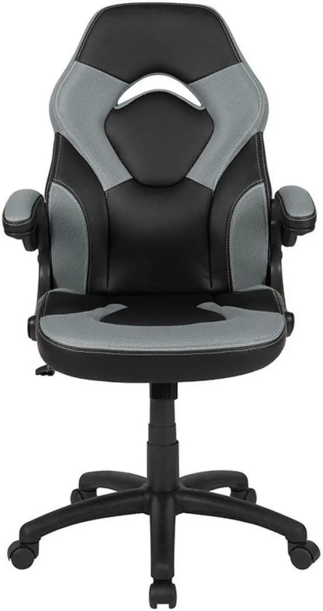 Alt view image 9 of 20 - X10 Gaming Chair Racing Office Ergonomic Computer PC Adjustable Swivel Chair with Flip-up Arms, Gray/Black LeatherSoft