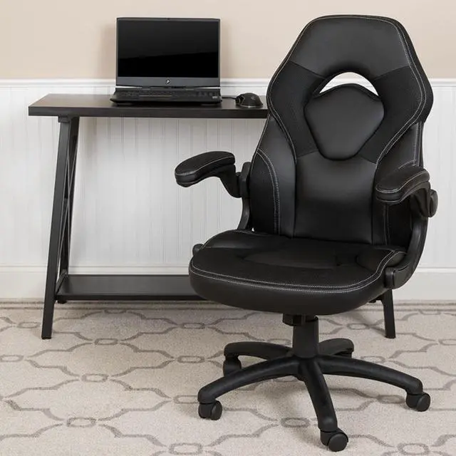 Alt view image 2 of 20 - X10 Gaming Chair Racing Office Ergonomic Computer PC Adjustable Swivel Chair with Flip-up Arms, Black LeatherSoft