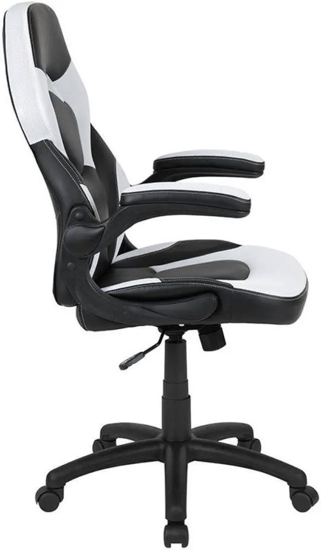 Alt view image 2 of 18 - X10 Gaming Chair Racing Office Ergonomic Computer PC Adjustable Swivel Chair with Flip-up Arms, White/Black LeatherSoft