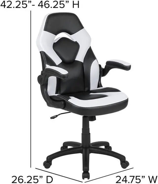 Alt view image 6 of 18 - X10 Gaming Chair Racing Office Ergonomic Computer PC Adjustable Swivel Chair with Flip-up Arms, White/Black LeatherSoft