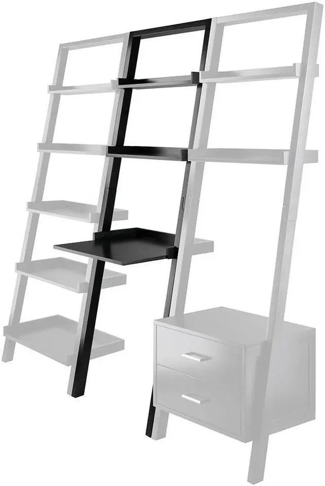 Alt view image 8 of 14 - Winsome Wood 29323 Bellamy Leaning Desk with 2 Shelves, Black