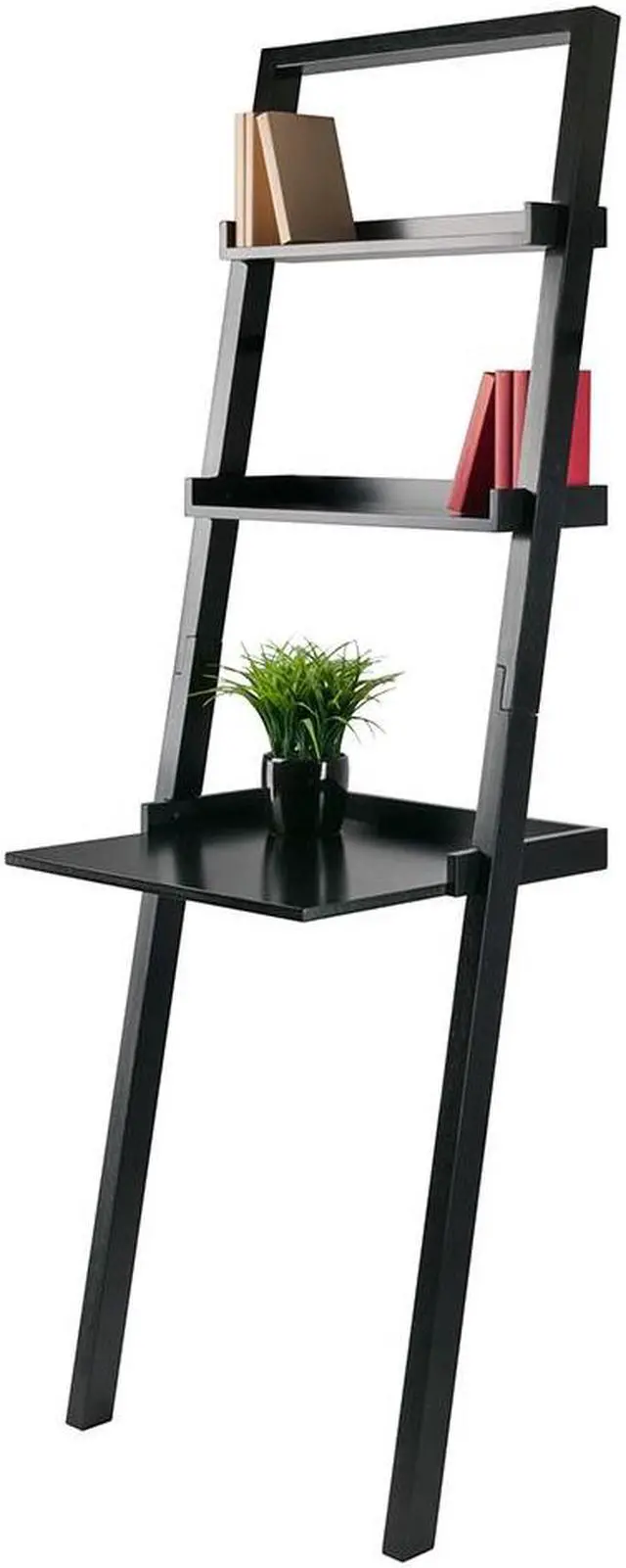 Alt view image 7 of 14 - Winsome Wood 29323 Bellamy Leaning Desk with 2 Shelves, Black
