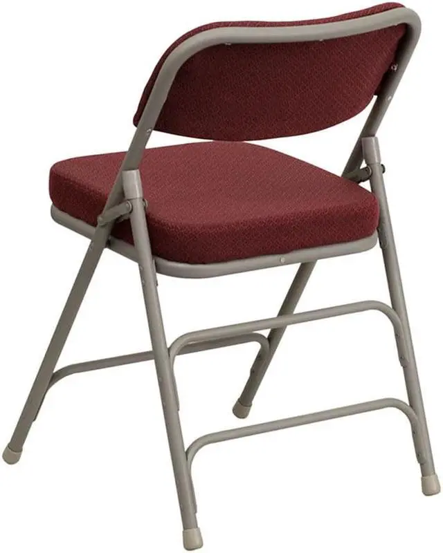 Alt view image 10 of 20 - 2 Pack HERCULES Series Premium Curved Triple Braced & Double Hinged Burgundy Fabric Metal Folding Chair
