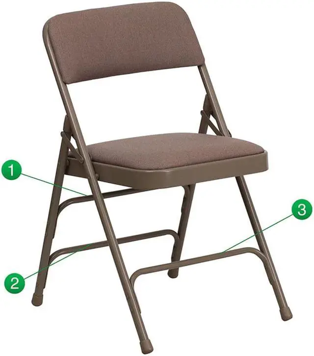 Alt view image 11 of 20 - 2 Pk. HERCULES Series Curved Triple Braced & Double Hinged Beige Fabric Metal Folding Chair