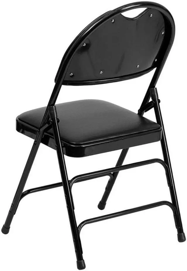 Alt view image 10 of 20 - 2 Pk. HERCULES Series Ultra-Premium Triple Braced Black Vinyl Metal Folding Chair with Easy-Carry Handle