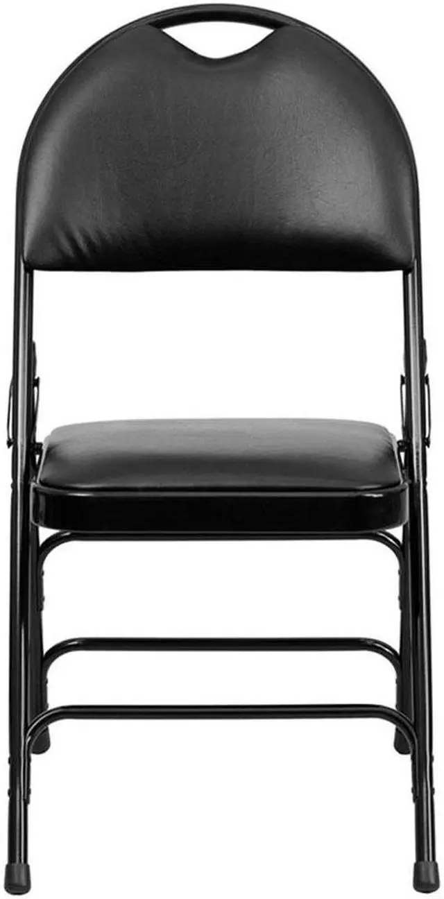 Alt view image 11 of 20 - 2 Pk. HERCULES Series Ultra-Premium Triple Braced Black Vinyl Metal Folding Chair with Easy-Carry Handle
