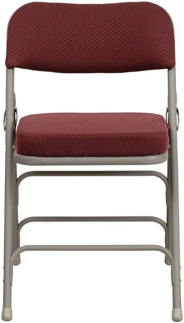 Alt view image 11 of 20 - 2 Pack HERCULES Series Premium Curved Triple Braced & Double Hinged Burgundy Fabric Metal Folding Chair