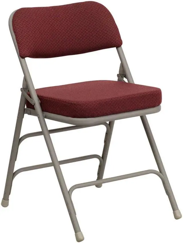 Alt view image 8 of 20 - 2 Pack HERCULES Series Premium Curved Triple Braced & Double Hinged Burgundy Fabric Metal Folding Chair