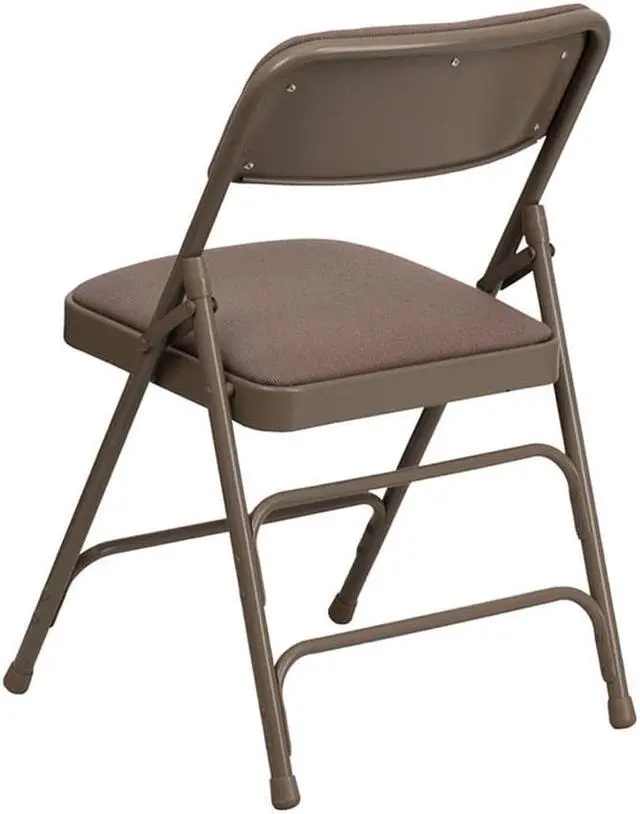 Alt view image 9 of 20 - 2 Pk. HERCULES Series Curved Triple Braced & Double Hinged Beige Fabric Metal Folding Chair